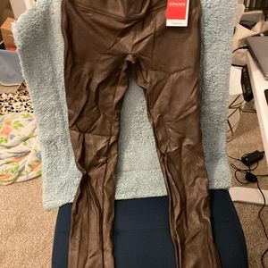 Spanx leggings- leather look; new never worn